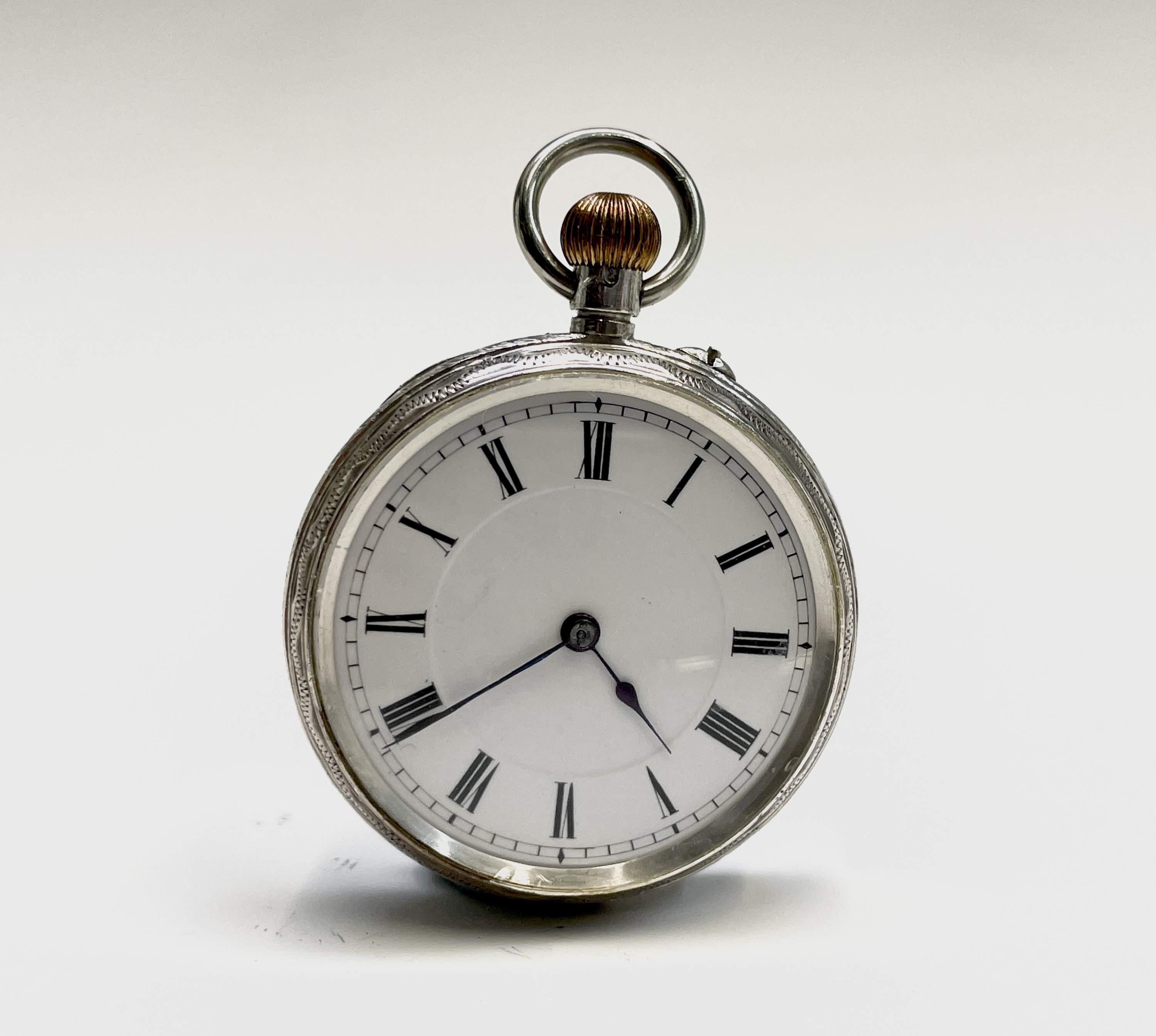 Four silver keyless fob watches with white open dials, including one by Russell together, all - Image 18 of 32