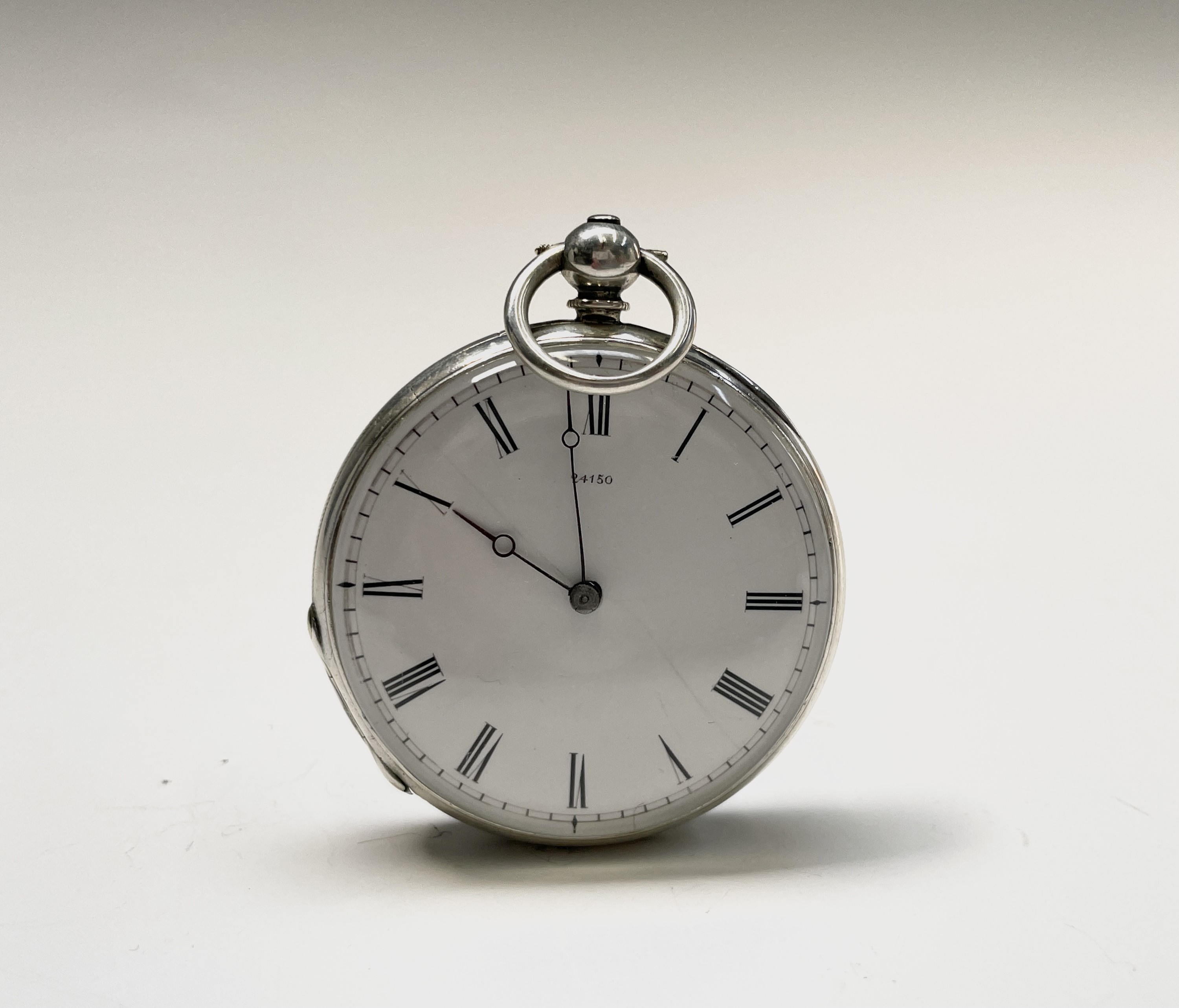 Ten silver cased key-wind fob watches each with plain white open face, the largest is 41mm. - Image 57 of 75