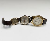 A ladies 9ct gold cased watch with Buren movement together with two other watches Condition: The