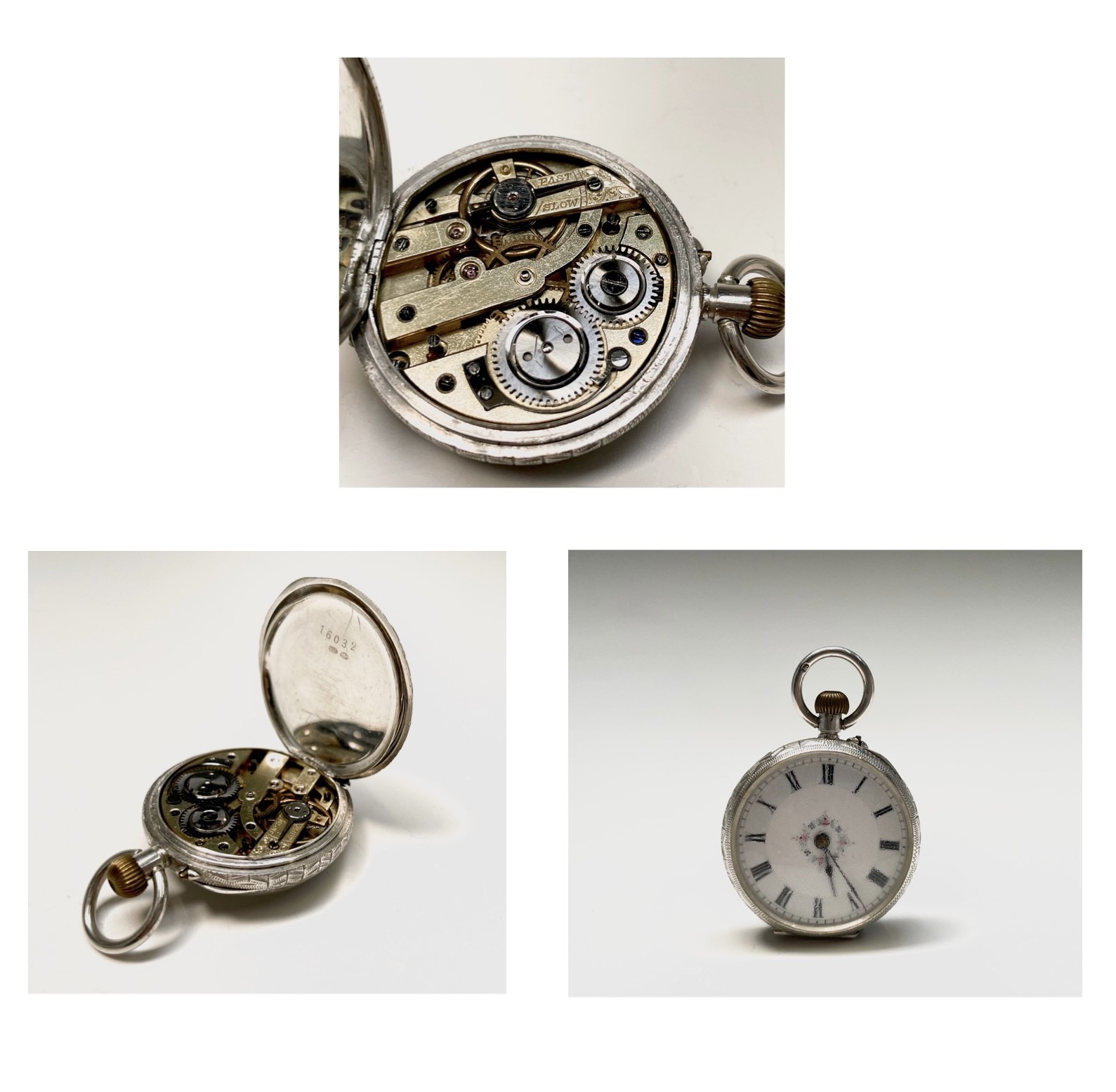 Ten silver cased keyless fob watches each with an ornamental dial and each with engraved decoration. - Image 56 of 60