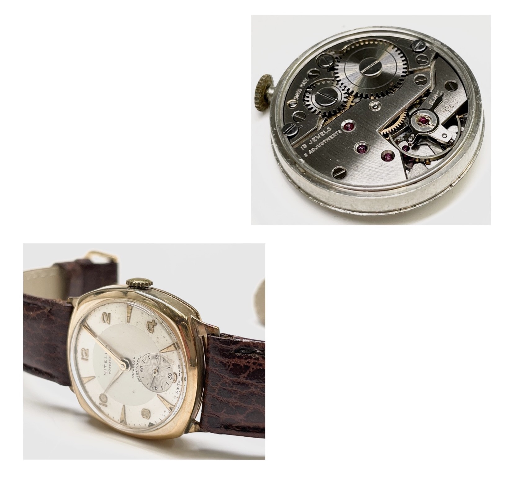 Three 9ct gold cased wristwatches each with rounded square case. Nitella, Winegartens and Avia. - Image 20 of 21