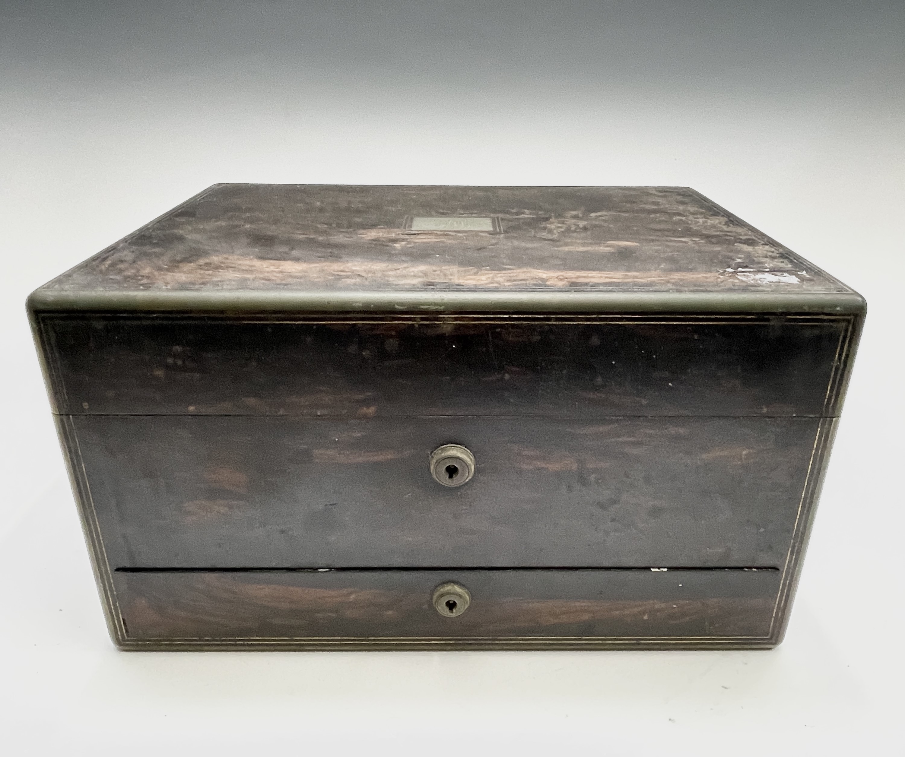 A Victorian coromandel toilet case by Asprey, the lockplates signed Mordan 33cm wide Condition: - Image 7 of 19