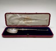 A silver replica of the anointing spoon made to mark the coronation of Edward VII by Levi &