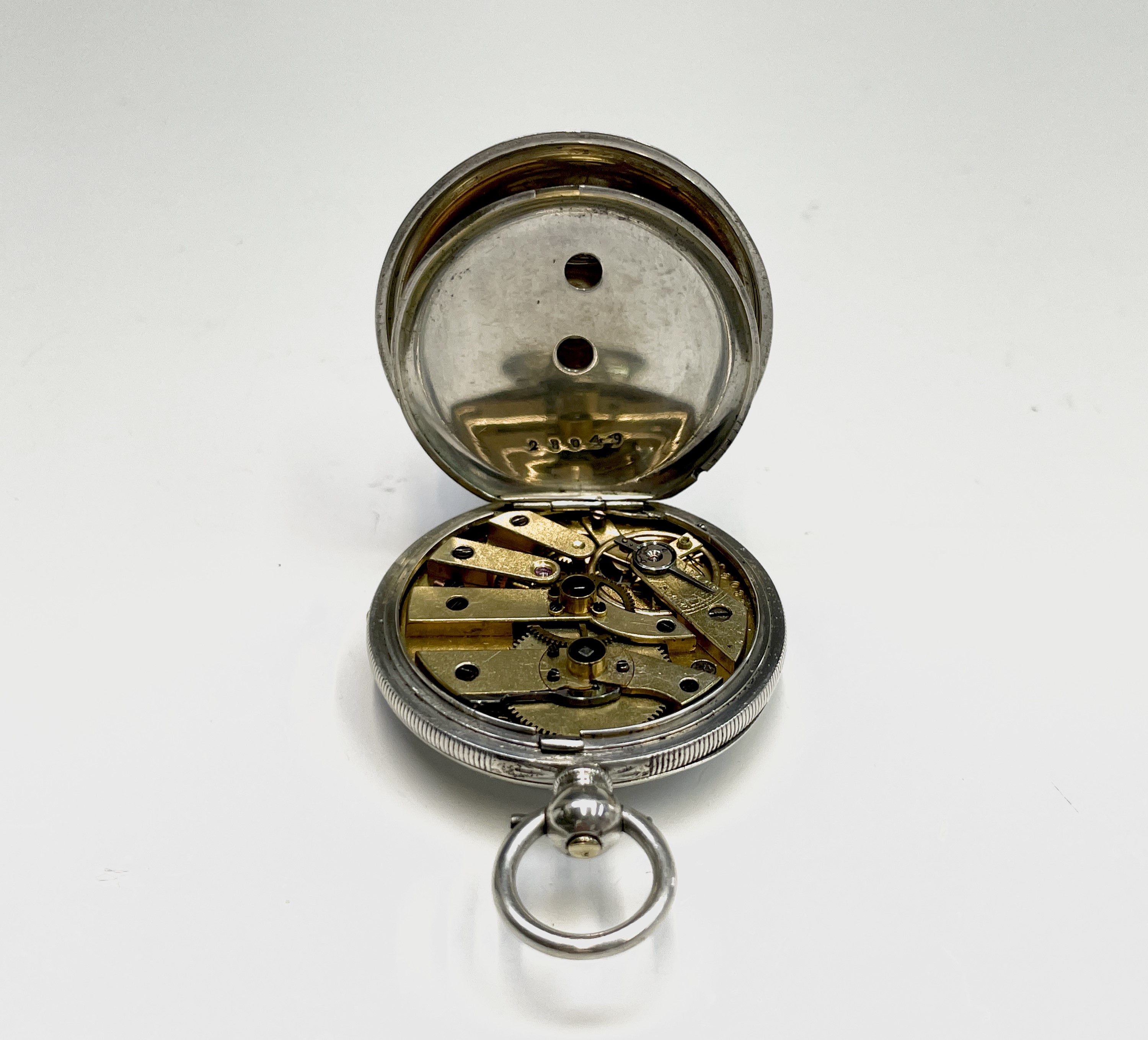 Ten silver cased key-wind fob watches each with plain white open face, the largest is 41mm. - Image 3 of 75