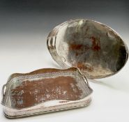 Two twin handled, gallery trays, one oval 56x37cm, the other rectangular 43.5x33cm UK Postage: £35.