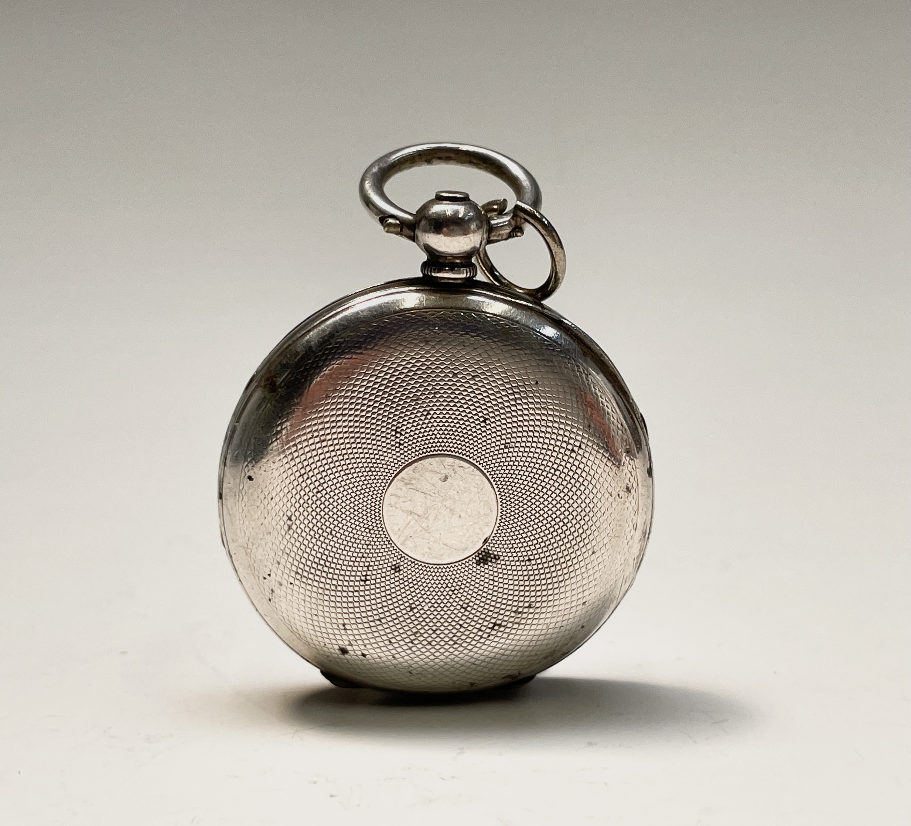 A silver half-hunter cased key-wind fobwatch and a large late Victorian engraved vesta case - Image 5 of 8