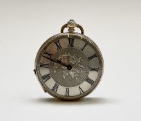 An engraved gold cased keywind gilt open face small pocket watch. the movement signed Th.Russell &
