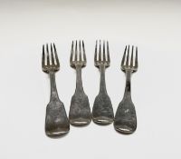 A pair of plain fiddle dinner forks by William Eley & William Fearn London 1806 and another pair