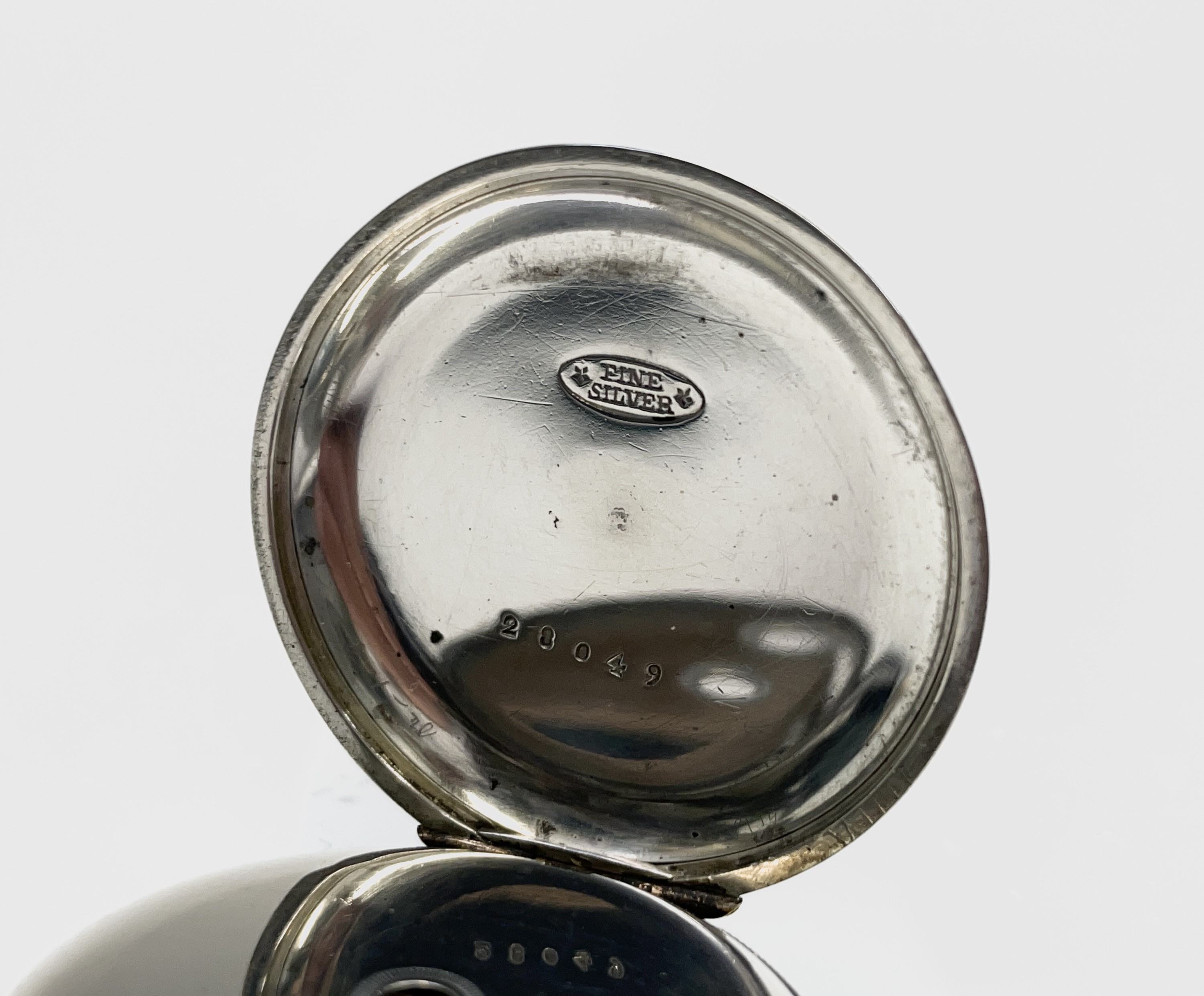 Ten silver cased key-wind fob watches each with plain white open face, the largest is 41mm. - Image 26 of 75