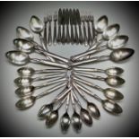 A suite of Mappin & Webb silver plated cutlery comprising of 8 table knives, 8 dessert knives, 8