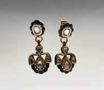 A pair of Indian gold enamel and diamond set earrings 23.7mm drop 16.2gmEach earring has slight