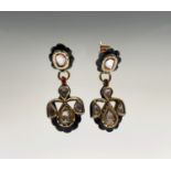 A pair of Indian gold enamel and diamond set earrings 23.7mm drop 16.2gmEach earring has slight