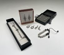 A pair of Mestigé drop earrings set with Swarovski crystals, a cased pair of Beaverbrooks silver