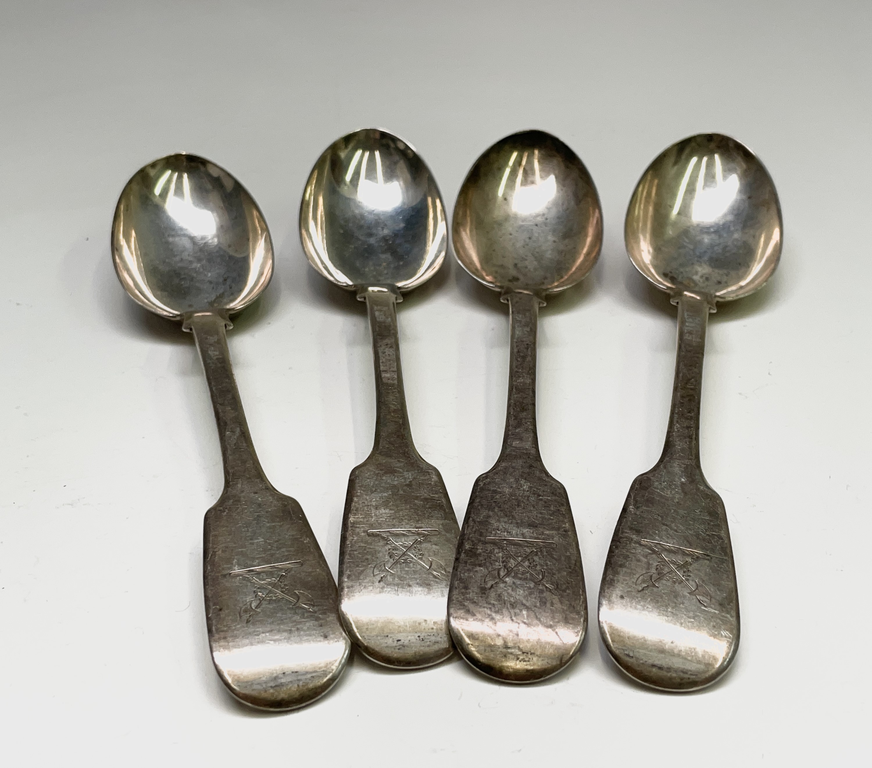 Four Exeter plain fiddle pattern silver tablespoons by Robert Williams & Sons (Robert, James & - Image 13 of 13