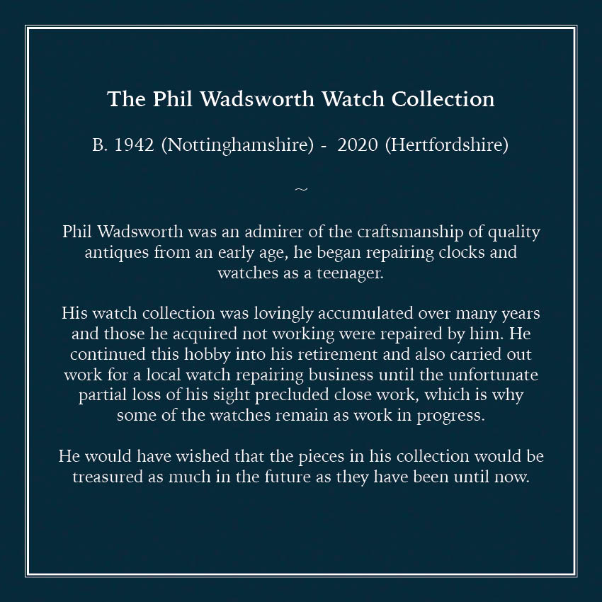 Five keyless watches. Phillip Wadsworth. Died 2020 Originally from Nottinghamshire, Wadsworth - Image 21 of 21