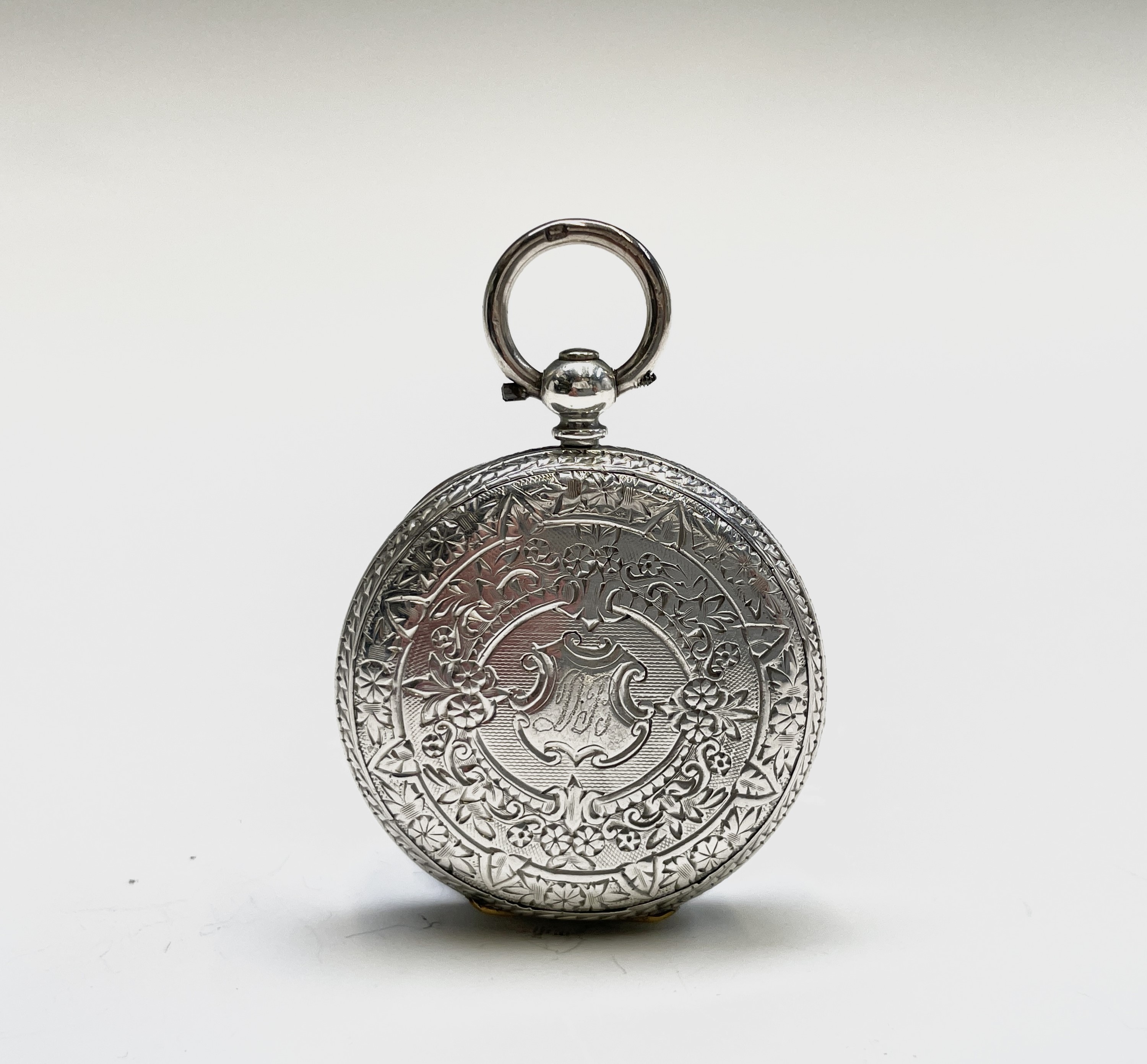Ten silver cased key-wind fob watches each with plain white open face, the largest is 41mm. - Image 51 of 75