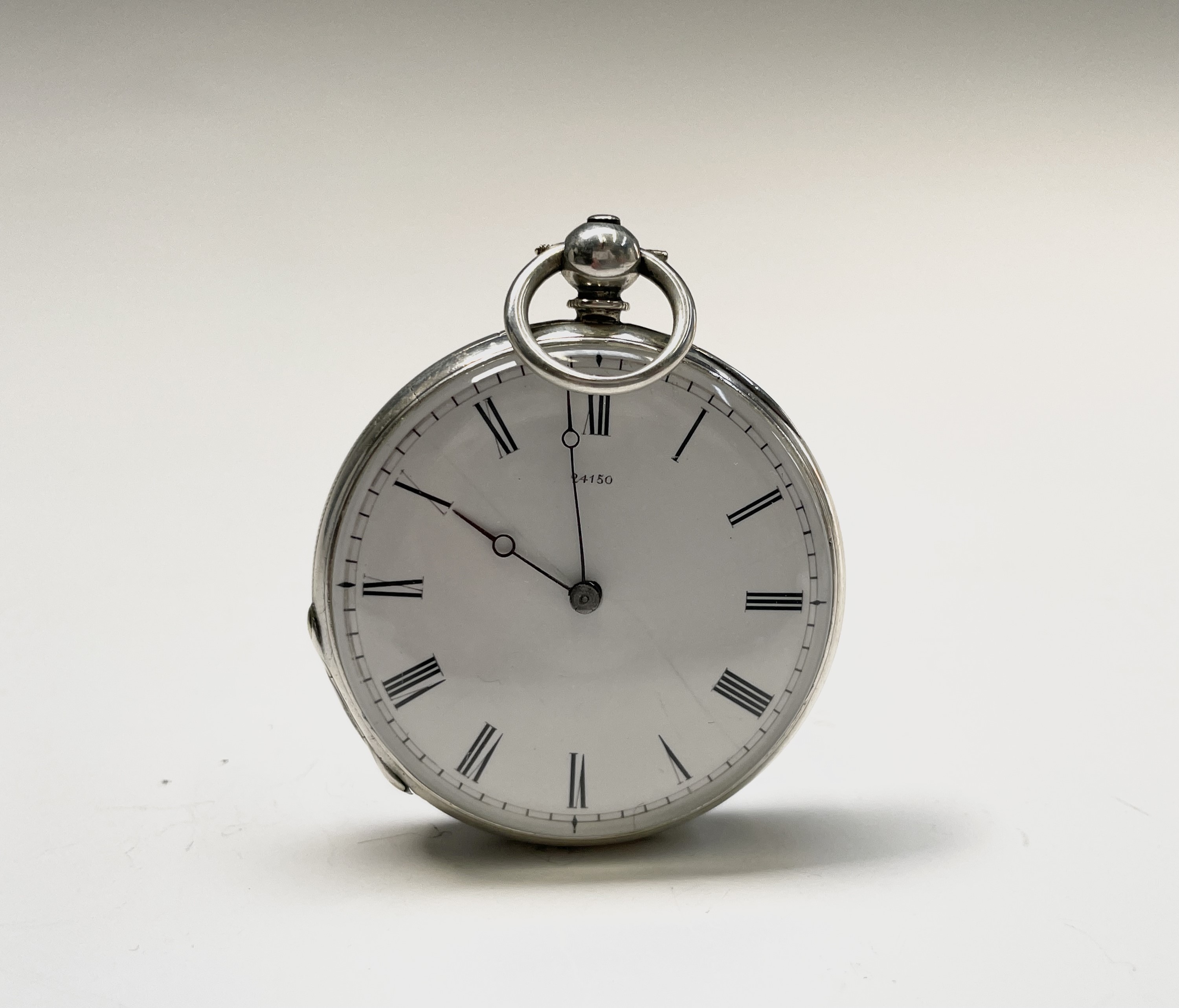 Ten silver cased key-wind fob watches each with plain white open face, the largest is 41mm. - Image 19 of 75