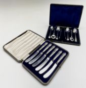 A set of six tea-knives with filled silver handles, Sheffield 1913, cased and a second case with