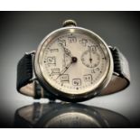 A Waltham silver trench cased wristwatch the screw-on back inscribed on the outside, S G MacLennan