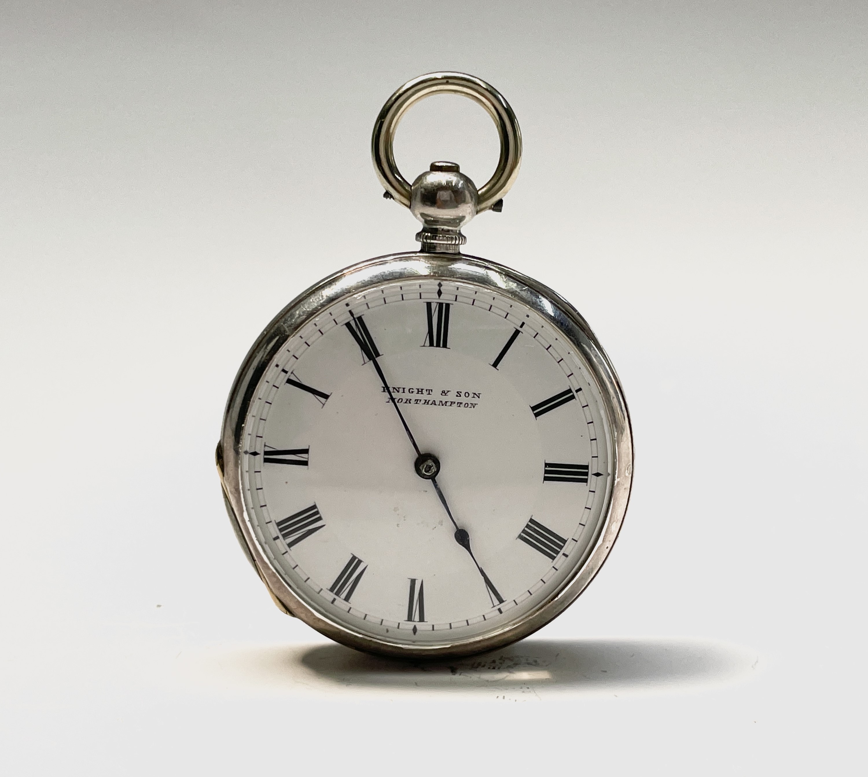 Ten silver cased key-wind fob watches each with plain white open face, the largest is 41mm. - Image 40 of 75