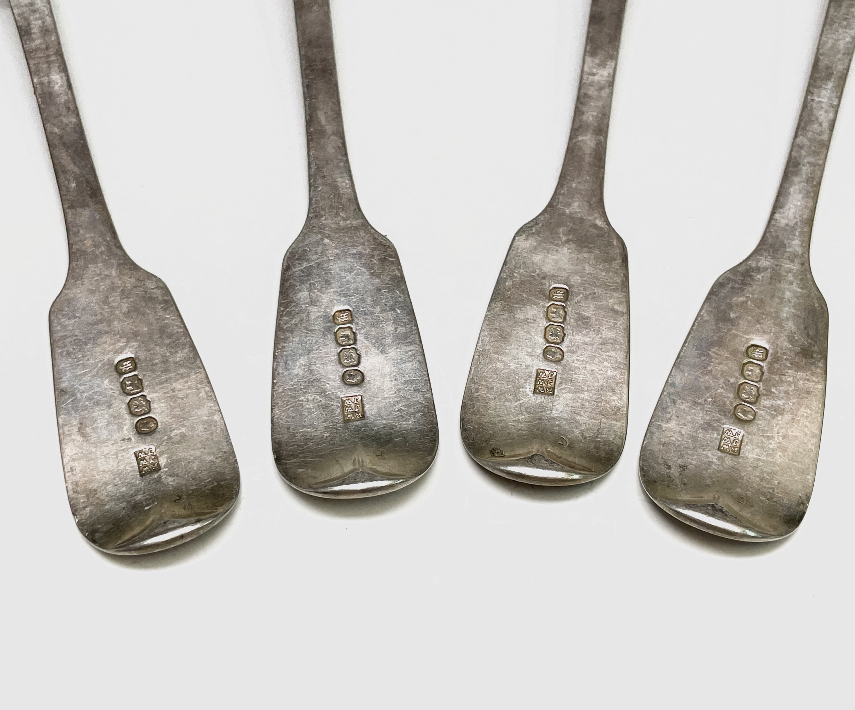 Four Exeter plain fiddle pattern silver tablespoons by Robert Williams & Sons (Robert, James & - Image 12 of 13