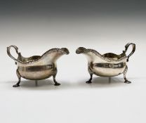 A pair of silver sauceboats in mid 18th-century style by Thomas Bradbury & Sons (Turner Bradbury)