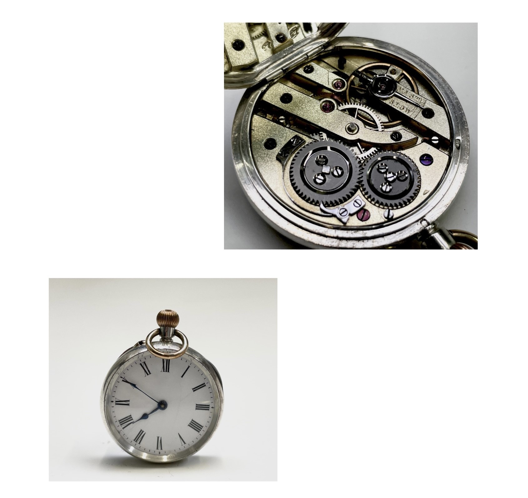 Four silver keyless fob watches with white open dials, including one by Russell together, all - Image 11 of 32