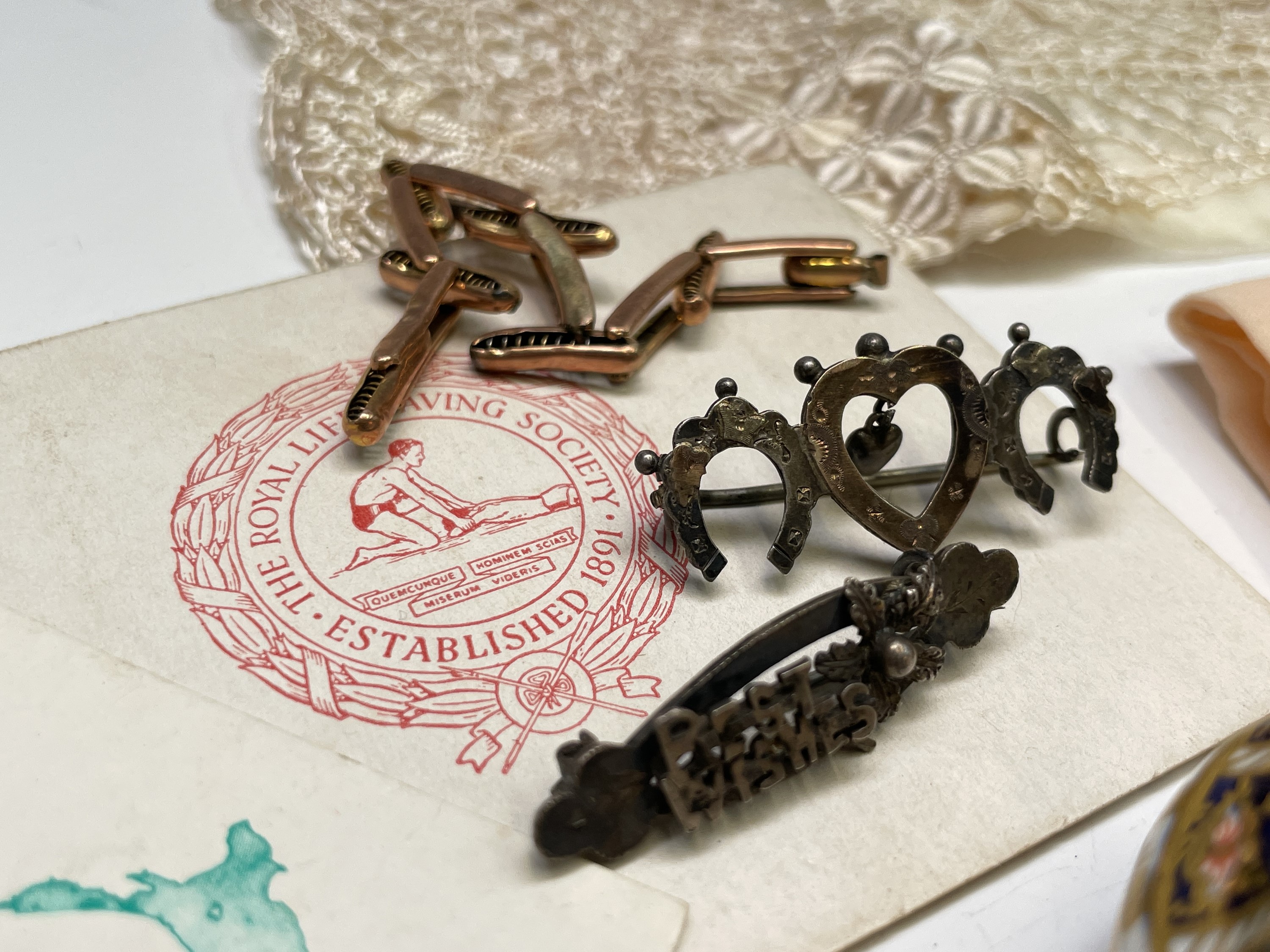 Costume jewellery, plate cutlery, a small amount of silver items including a lucky horseshoe - Image 3 of 13