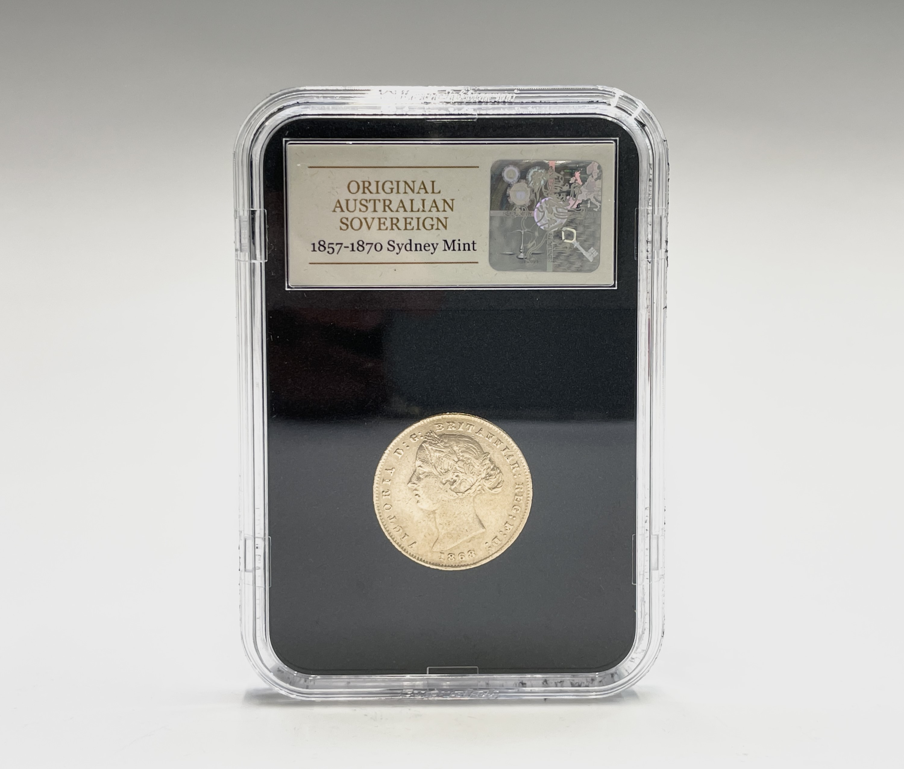 Australian 1868 Sydney Mint gold sovereign. In Coin Portfolio Management capsule and with box UK - Image 10 of 10