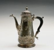 A George II silver bellied ornate coffee pot by Thomas Whipham London 1748 23.3oz 22.5cm