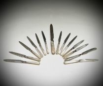 A set of 12 silver bladed desert knives by G W Shirtcliffe & Son Sheffield 1919 together with a