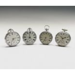 Four English fusee silver open face pocket watches, the largest 52mm. Phillip Wadsworth. Died 2020