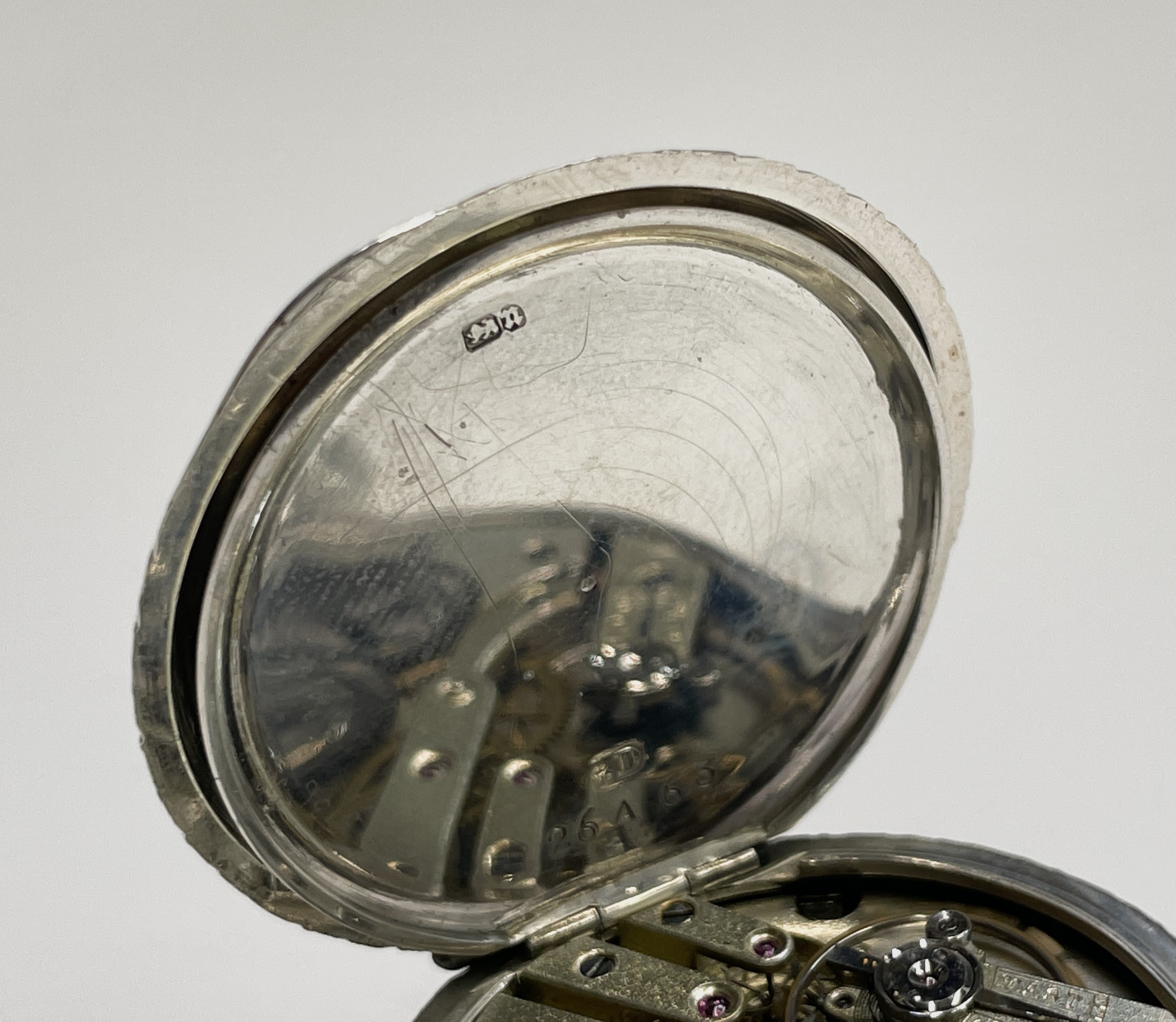Four silver keyless fob watches with white open dials, including one by Russell together, all - Image 10 of 32