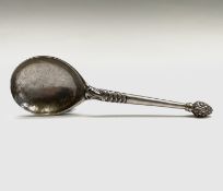 A silver spoon in 17th-century Swedish style 14.5cm 51gm. Unmarked. UK Postage:£15.04