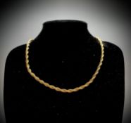 A 9ct gold rope twist necklace 44cm 11.8gm Condition:Excellent condition UK Postage: £15.04