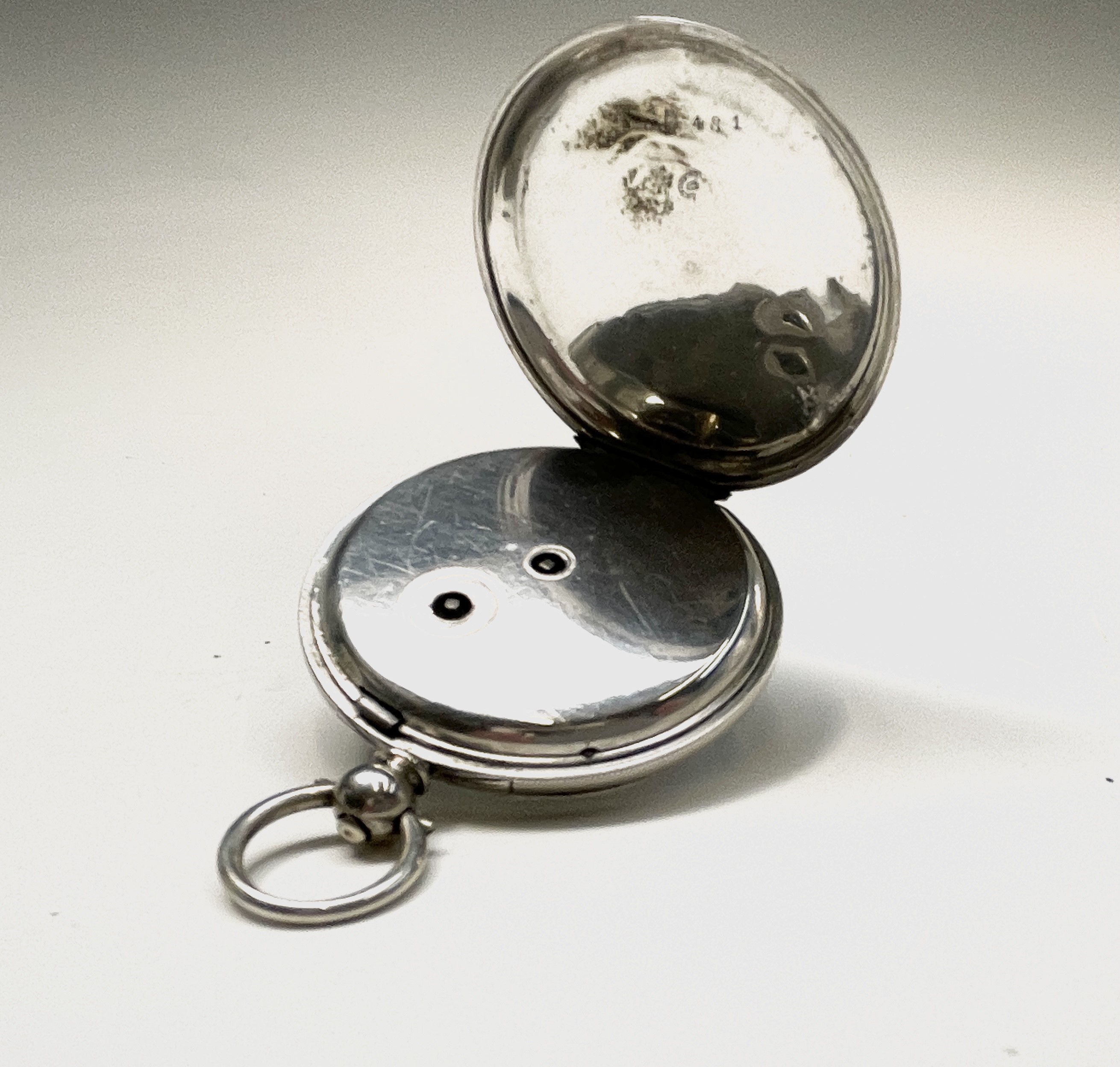 Ten silver cased key-wind fob watches each with plain white open face, the largest is 41mm. - Image 59 of 75