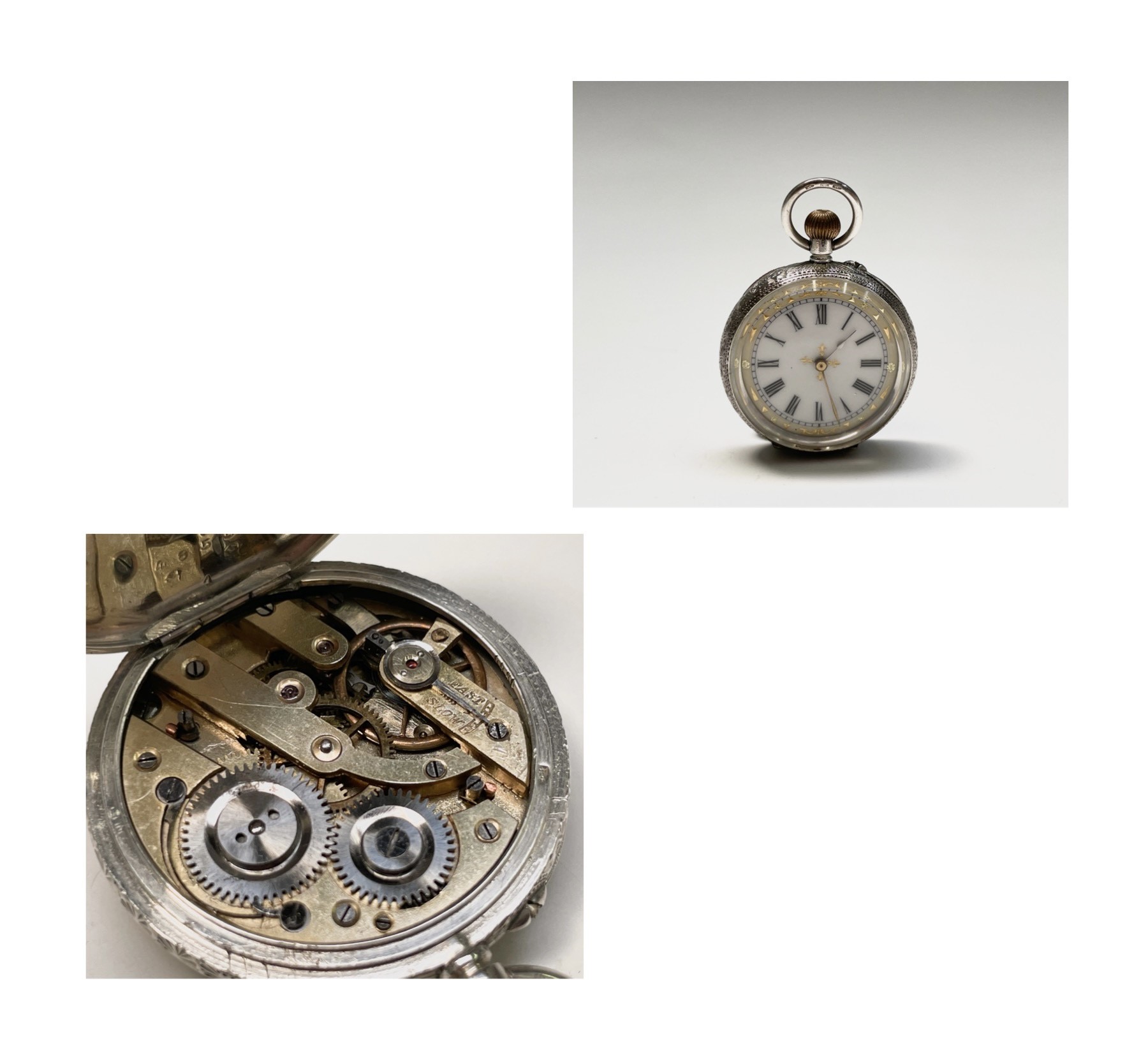 Ten silver cased keyless fob watches each with an ornamental dial and each with engraved decoration. - Image 53 of 60