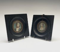 Rene (?) A pair of miniatures Napoleon and Josephine 4.5x3.5cm Condition: One frame is cracked.