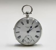 An English fusee silver pocket watch by M Mc Callum, Barhead, movement no. 8998. London 1864,