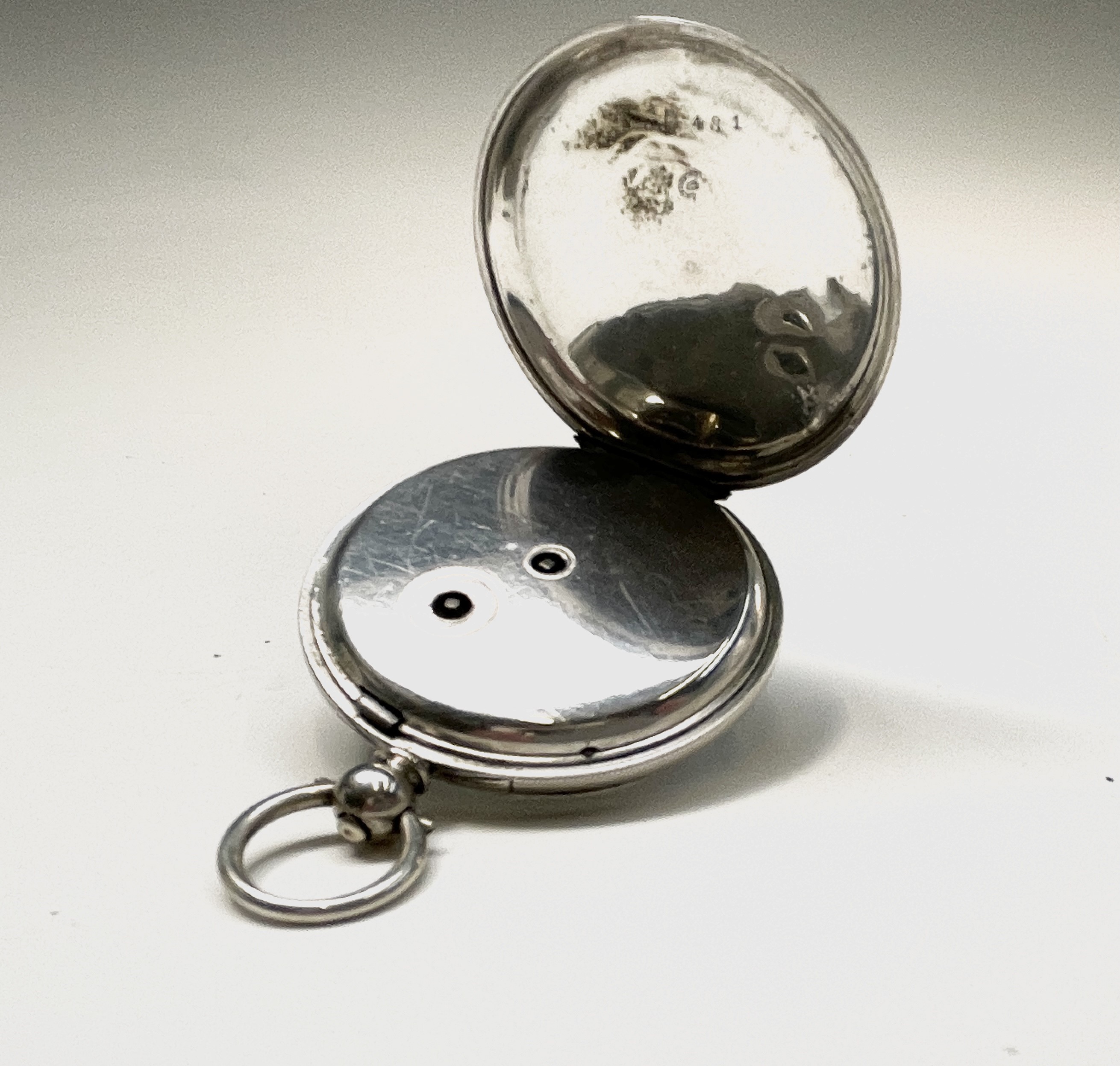 Ten silver cased key-wind fob watches each with plain white open face, the largest is 41mm. - Image 16 of 75