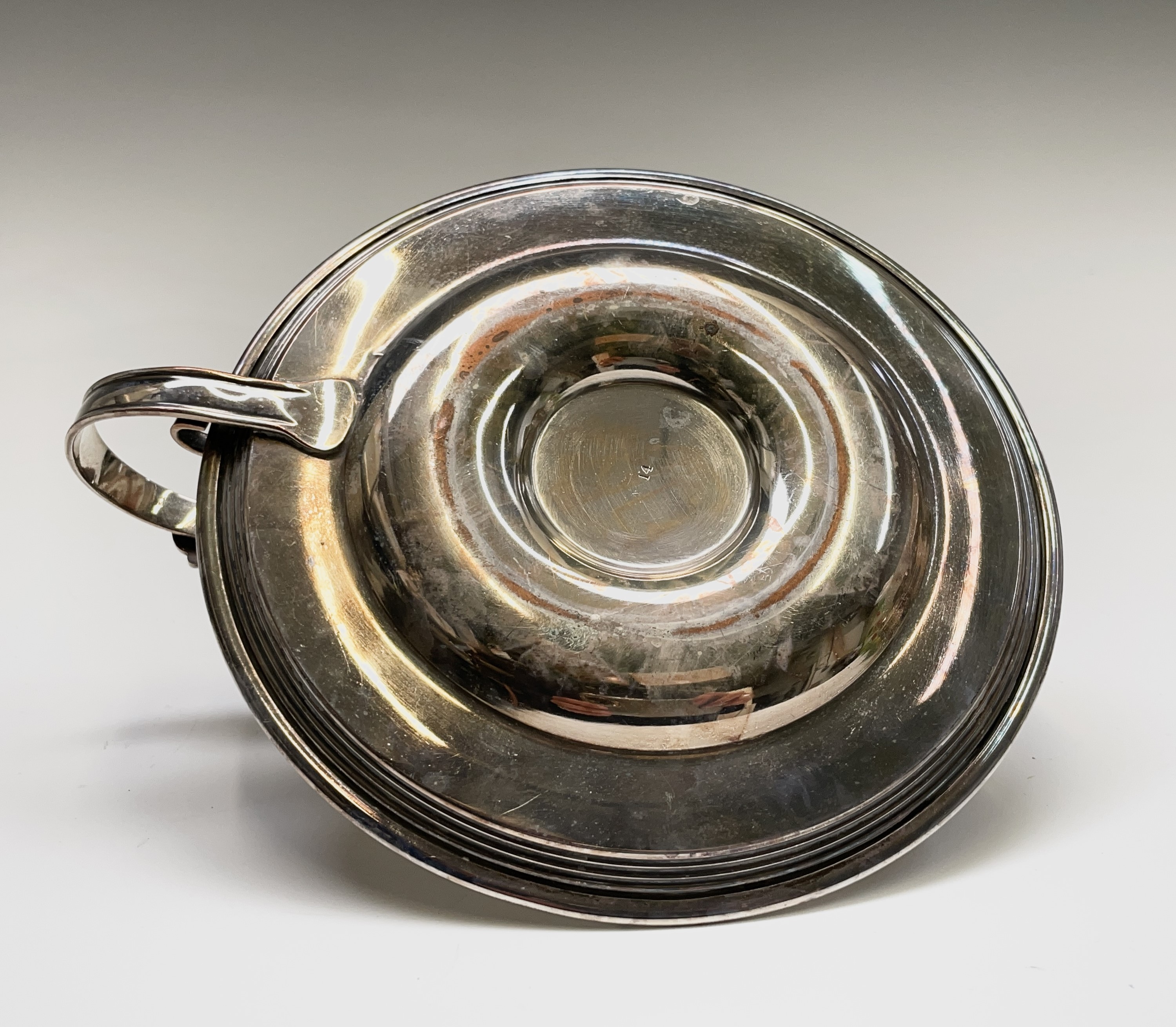 A pair of Sheffield plated sauce boats with gadrooned borders and a Sheffield plated chamberstick, - Image 4 of 6