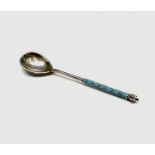 A Moscow silver-gilt and cloisonne spoon, makers mark W U ?, town and purity marks 11cm 17.4gm