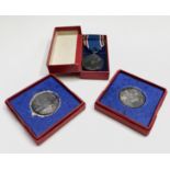 Two 1935 silver Royal Mint silver-jubilee medals 1 1/4" each boxed together with the George VI