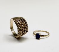 A 9ct gold rope-twist ring 7.6gm size T and an 18ct gold opal ring1.5gm size N1/2 Condition: No