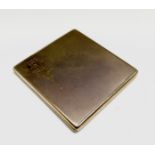 A square 9ct gold cigarette case by Payton, Pepper & Sons Ltd, Chester, 1932. Inscribed 1937 to