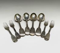 Four Exeter plain fiddle pattern silver tablespoons by Robert Williams & Sons (Robert, James &