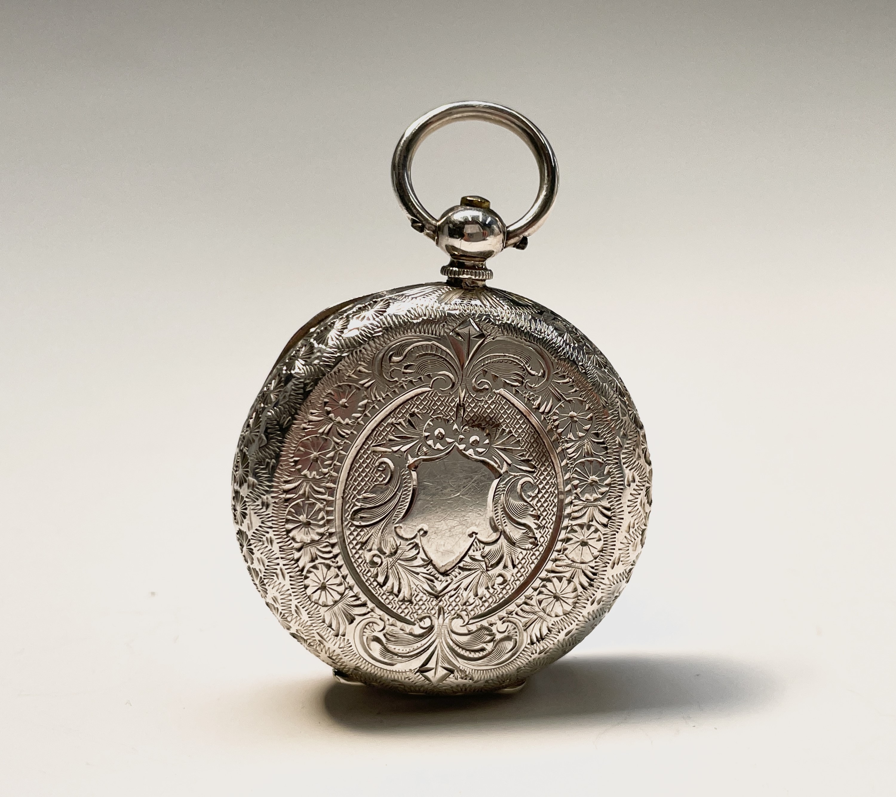 Ten silver cased key-wind fob watches each with plain white open face, the largest is 41mm. - Image 28 of 75