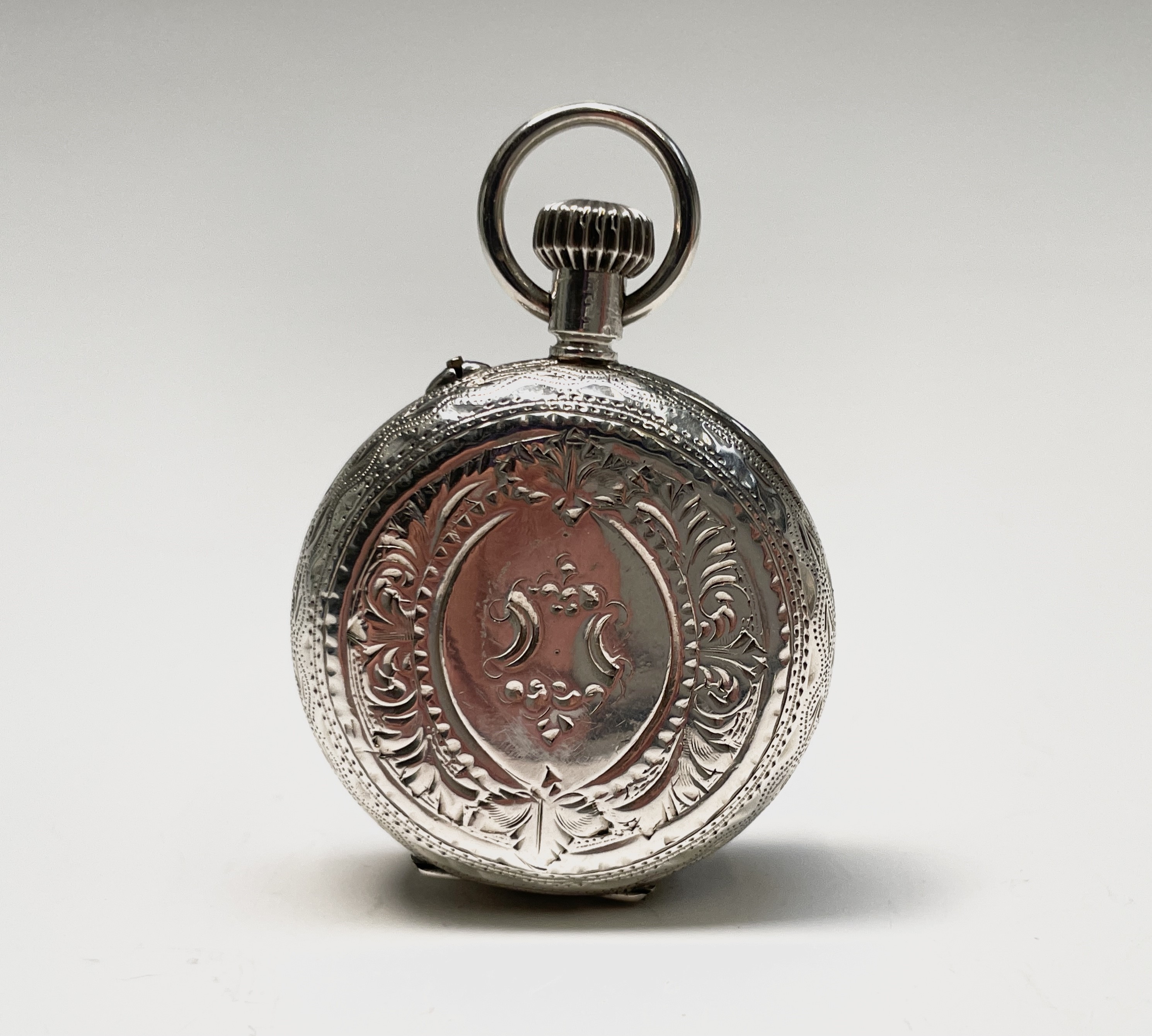 Ten silver cased keyless fob watches each with an ornamental dial and each with engraved decoration. - Image 60 of 60