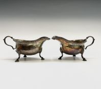 A pair of George III silver sauce boats London 1773, 14.23oz Condition: One boat has marks worn