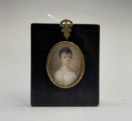 A Regency portrait of a young lady 4.5x3.5cmNot examined out of the frame. Condition: Surface